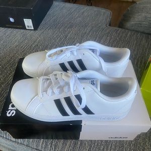 White/black adidas shoes